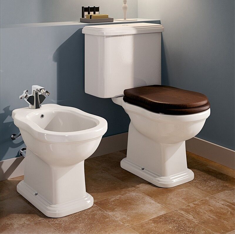 Flaminia Toilette Efi Monobloc avec Cassette - Drain de mur - En Noyer Massif