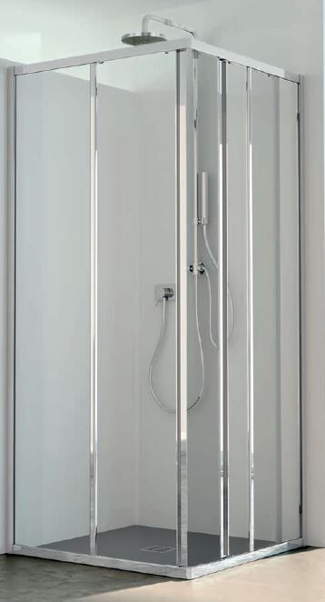 CSA Box Doccia Boîte de douche Jade A.2FS 60x60 ouverture porte coulissante - Argent poli - tra