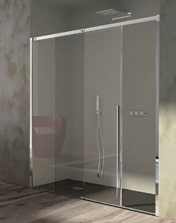 CSA Box Doccia Bac de douche coulissant Ines Inox N.FS 160 - Satin Inox - gauche