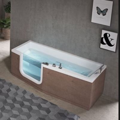 Novellini Baignoire avec porte Iris Hydro Plus 180x70 / 80 à panneaux effet bois - gauche