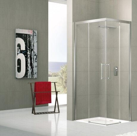 Novellini Red Rose Shower Box A Ouverture à angle coulissant 140x70 - argent - satin - Mes