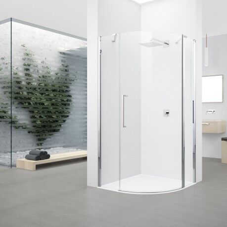 Novellini Boîte de douche Young 2.0 R1 en demi-cercle - 90x90 (87,5 / 89,5) - chrome - aqu