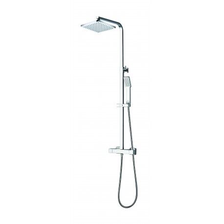 Doccelli Ensemble de douche chromé - mitigeur thermostatique - tête 20 x 20 cm - Kisco - DOCCELLI