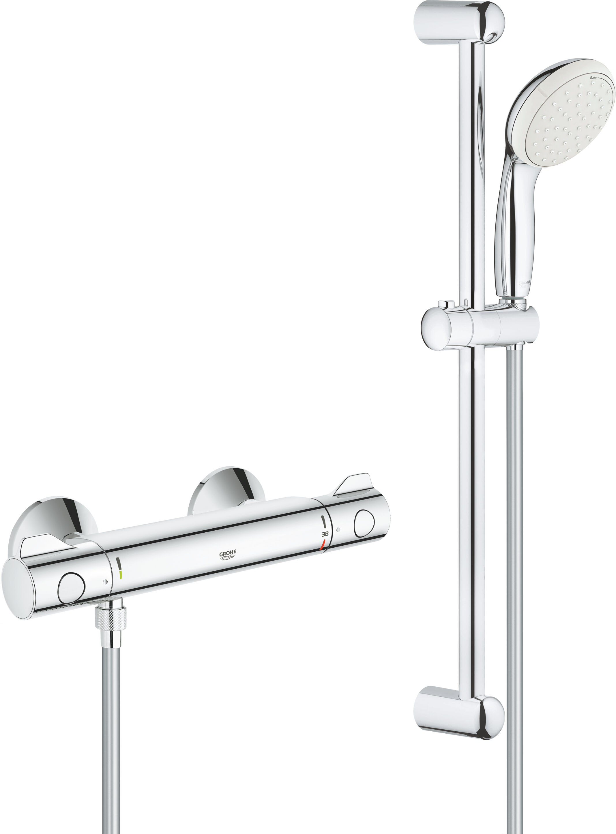 Grohe Grohtherm 800 thermostat de douche 34565001 chrome, avec garniture de douche Tempesta