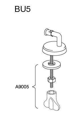 Pressalit charnière universelle BU5P999 Inox , pour siège WC Pinocchio , montage par le bas, sans couvercle