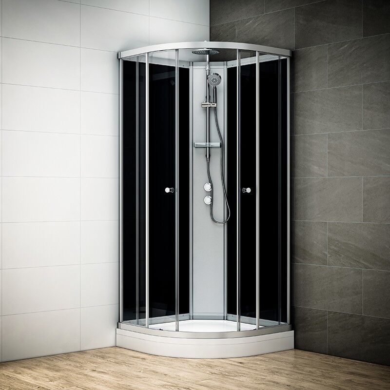 Thalassor Cabine de douche d'angle 110 cm SILVER 110 Noir quart de rond