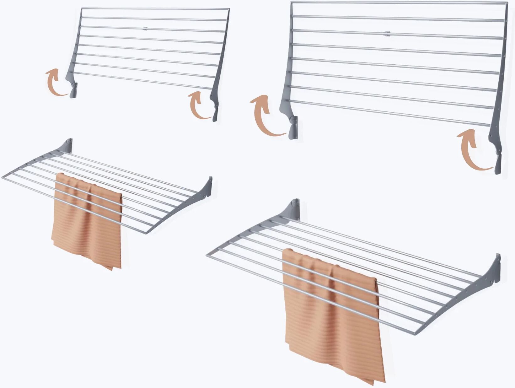 Foxydry Fold 80 x 2 wall-mounted space-saving drying rack (FOLD-80x2)