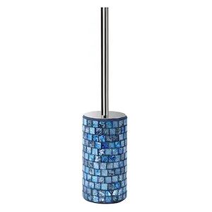 Aquasanit Crystal Portascopino Vetro Mosaico Blu Con Manico Con Coperchio Cromato Codice Prod: Qf9140bl