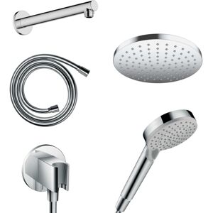 Hansgrohe Kit Soffione diam. 20.5 cm, braccio cm 24, doccino, supporto e flessibile