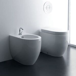 Sanitari filo muro Kerasan Flo 48 vaso bidet coprivaso avvolgente