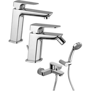 Set Miscelatori Paini Nove Lavabo Bidet Vasca Esterno Cromato (09CR211M+09CR306+09CR105)