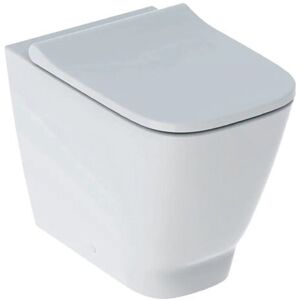 Geberit SMYLE SQUARE VASO A PAVIMENTO RIMFREE BTW FILO PARETE A CACCIATA CON SEDILE WC SOFT-CLOSE BIANCO 500.829.00.1