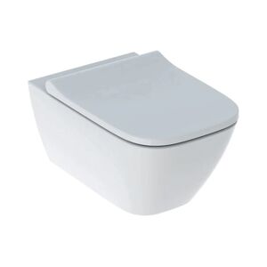 Geberit SMYLE SQUARE VASO SOSPESO RIMFREE A CACCIATA CON FISSAGGIO NASCOSTO E SEDILE WC SOFT-CLOSE BIANCO 500.683.01.1