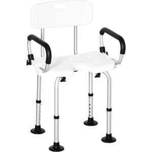 Homcom Sedia per doccia per Anziani, Disabili e Donne Incinte Imbottita con forma a U, 54x52x70-82cm, Bianco