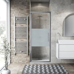 Leroy Merlin Porta doccia battente Record  96 cm, H 195 cm in vetro, spessore 6 mm satinato cromato