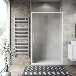 Leroy Merlin Porta doccia scorrevole Record  151 cm, H 195 cm in vetro, spessore 6 mm satinato bianco