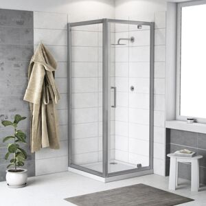 SENSEA Porta doccia quadrato Quad 80 x 80 cm, H 200 cm in vetro, spessore 6 mm trasparente argento