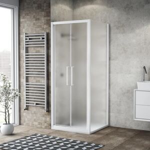 Leroy Merlin Porta doccia rettangolare Record 85 x 80 cm, H 195 cm in vetro, spessore 6 mm satinato bianco