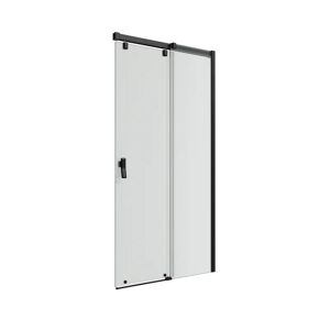 SENSEA Box doccia con ingresso frontale porta scorrevole 1 anta fissa + 1 anta scorrevole Neo  100 cm, H 200 cm in vetro, spessore 8 mm scanalato nero
