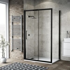 Leroy Merlin Porta doccia scorrevole Record  141 cm, H 195 cm in vetro, spessore 6 mm trasparente nero