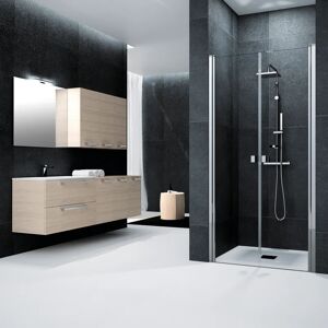 Leroy Merlin Porta doccia battente Glam  91 cm, H 200 cm in vetro, spessore 6 mm trasparente cromato