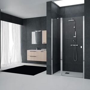 Leroy Merlin Porta doccia battente Glam  121 cm, H 201.7 cm in vetro, spessore 6 mm trasparente cromato