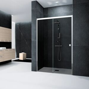 Leroy Merlin Porta doccia scorrevole Glam  161 cm, H 200 cm in vetro, spessore 6 mm fumé cromato