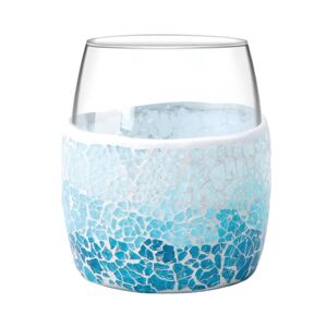 AQUASANIT Bicchiere porta spazzolini Summer  L 8.5 x H 10 in vetro blu - transparente