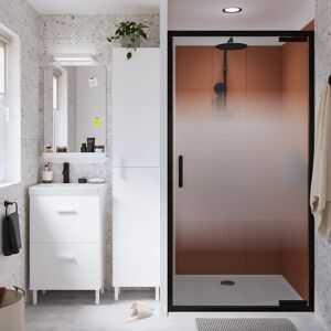 SENSEA Porta doccia battente Easy  90 cm, H 190 cm in vetro, spessore 6 mm satinato nero