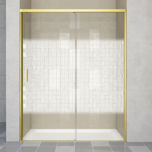 Leroy Merlin Porta doccia scorrevole Jazz  120 cm, H 200 cm in vetro, spessore 6 mm satinato oro