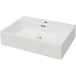 vidaXL Lavandino con Foro Rubinetto Ceramica Bianca 60,5x42,5x14,5 cm