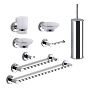 Set Accessori Bagno Gedy Felce Cromato Lucido Con Contenitori In Vetro Satinato (0000FE991300000)