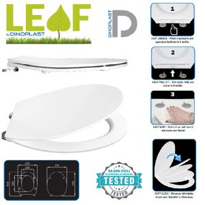 Sedile Wc Universale Leaf By Dinoplast Con Chiusura Rallentata Soft Close E Sistema Di Sgancio Rapido – Cod. U025n072k