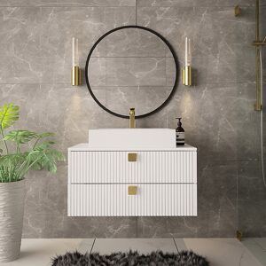 garneroarredamenti Mobile bagno sospeso 80x140cm maniglie oro bianco Bursa 4