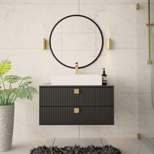 garneroarredamenti Mobile bagno sospeso 80x140cm maniglie oro nero Bursa 4