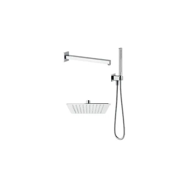 ponsi kit doccia quadro con soffione 200x200mm, braccio doccia 250mm, supporto doccia, presa d'acqua e do codice prod: bn kit c ki14