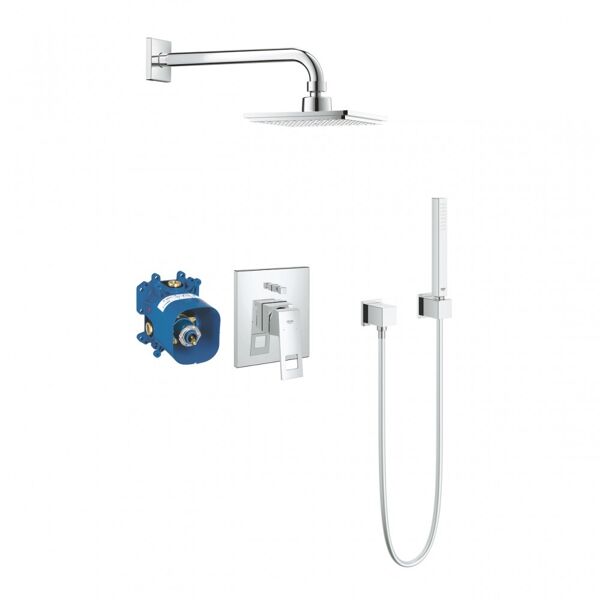 grohe eurocube set cromato vasca doccia incasso + manopola doccia euphoria cube 23409000