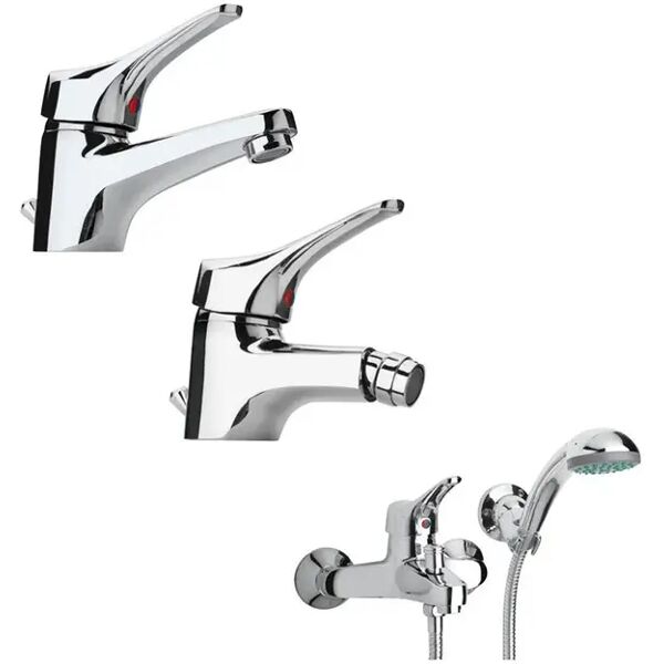 set miscelatori paini pilot lavabo bidet e vasca esterno cromato