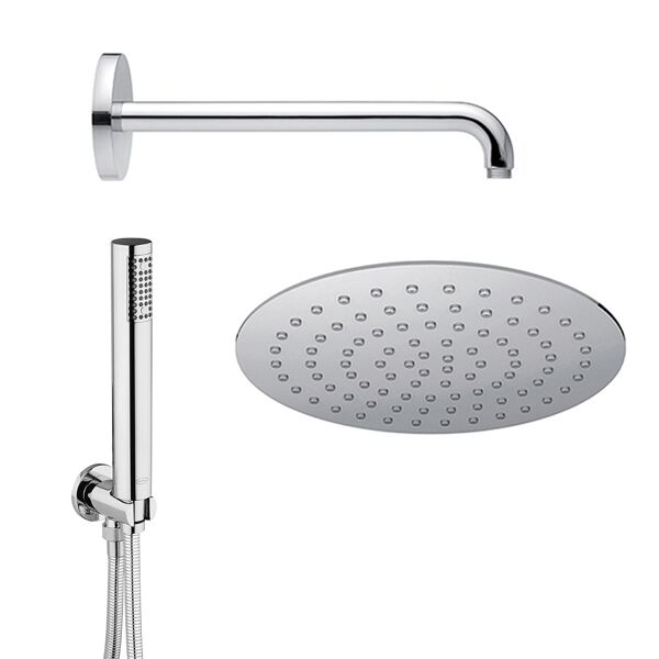 jacuzzi rubinetteria set doccia composto da braccio doccia a parete soffione ultraslim tondo 25 cm e doccino