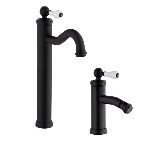 jacuzzi serie tosca miscelatori  rubinetteria lavabo alto e bidet nero opaco per piletta click clack