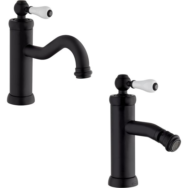 jacuzzi coppia rubinetti serie tosca lavabo e bidet  rubinetteria nero opaco per piletta click clack