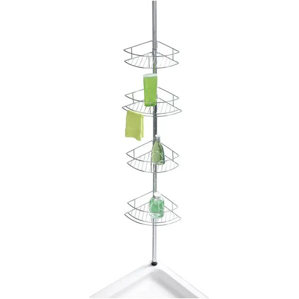 tecnomat angoliera doccia 4 ripiani in acciaio inox 18/10 cromato lucido asta telescopica 65-275 cm