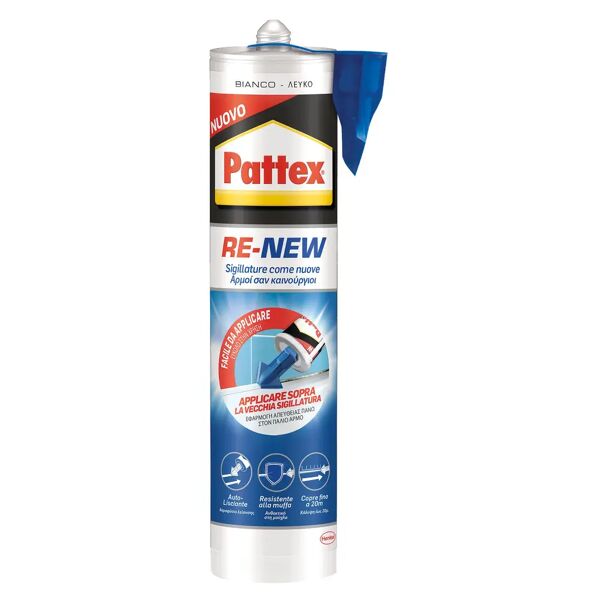 pattex silicone  bagno sano re-new 280 ml rivestimento sigillature bianco pronto uso