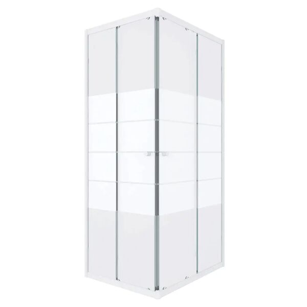 tecnomat box doccia marina(68,5x69,5)x(88,5x89,5) vetro serigrafato 5mm profili alluminio bianchi