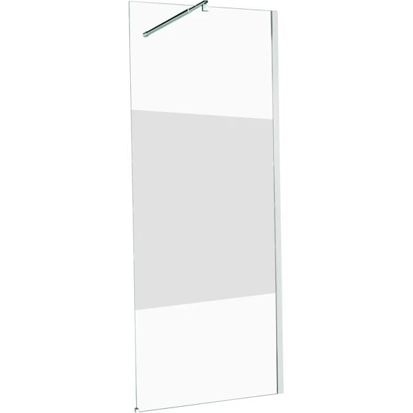 tecnomat walk in separe 100 cm h 200 cm vetro temperato serigrafato 6 mm profili alluminio cromato