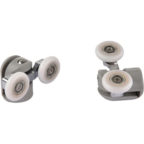 tecnomat kit 2 scorrimenti superiori doppia ruota Ø23 mm nylon grigio vetro 4-6 mm foro 12 mm