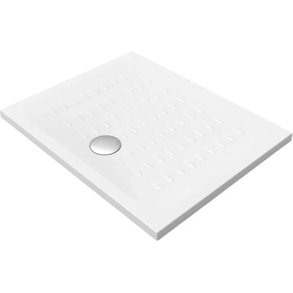 azzurra piatto doccia  serie ellisse in ceramica bianco 80x100 cm h 4 cm piletta Ø 90 mm