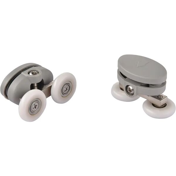 tecnomat kit 2 scorrimenti superiori doppia ruota Ø23 mm nylon grigio vetro 4-6 mm foro 9 mm