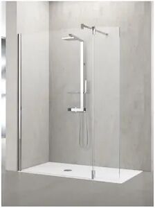 Novellini Kuadra H Walk-In 117/120 Vetro Trasparente Profil Walk-In 157/160 Vetro Trasparente Profilo Cromato Codice Prod: Kuadh120-1k