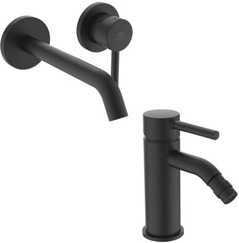 Ideal Standard Ceraline Miscelatore monocomando lavabo a muro e bidet Nero Opaco